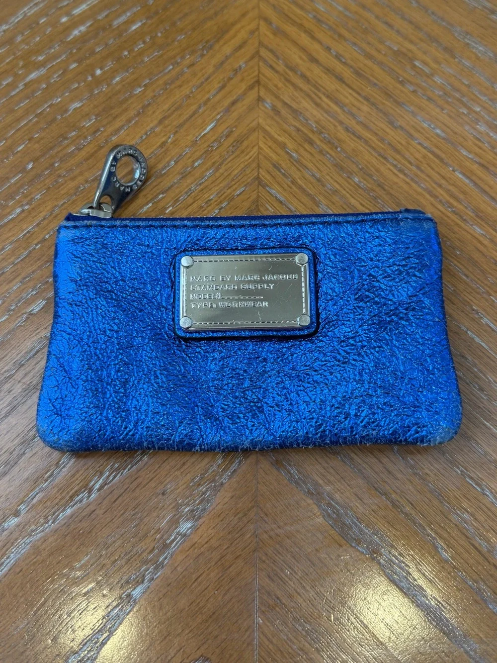 Marc by Marc Jacobs Electric Blue Metallic Coin Purse Pouch Wallet - Picture 1 of 16